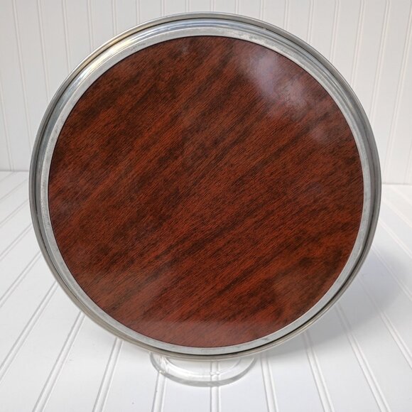 Pair of Vintage MCM Formica Laminated Serving Trays Silverplate Sides Platters - Picture 3 of 11